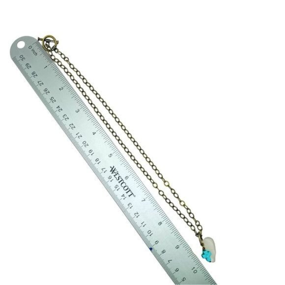 Artisan Light Green Sea Glass Concave Heart Pendant with Turquoise Cross Charm - Picture 8 of 12